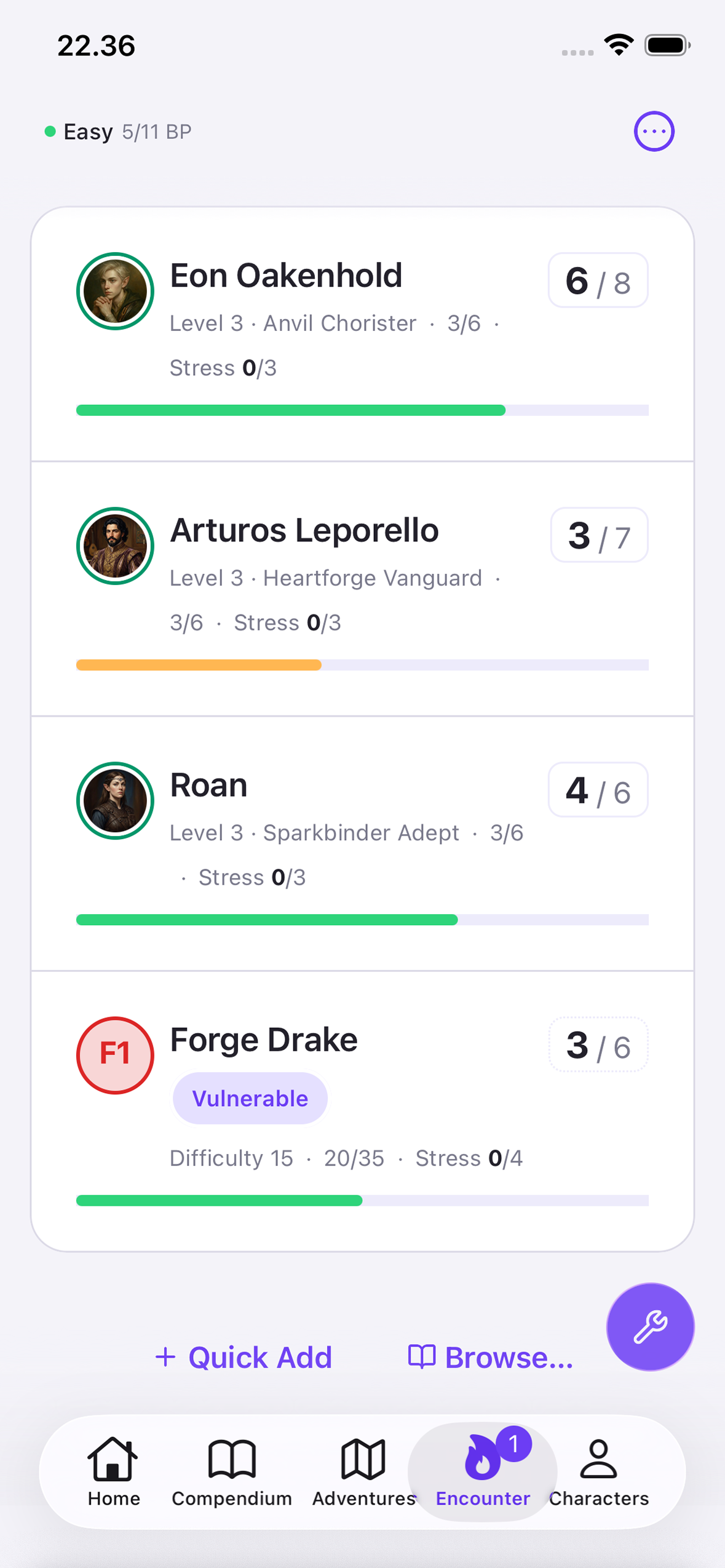 Heartforge encounter tracker