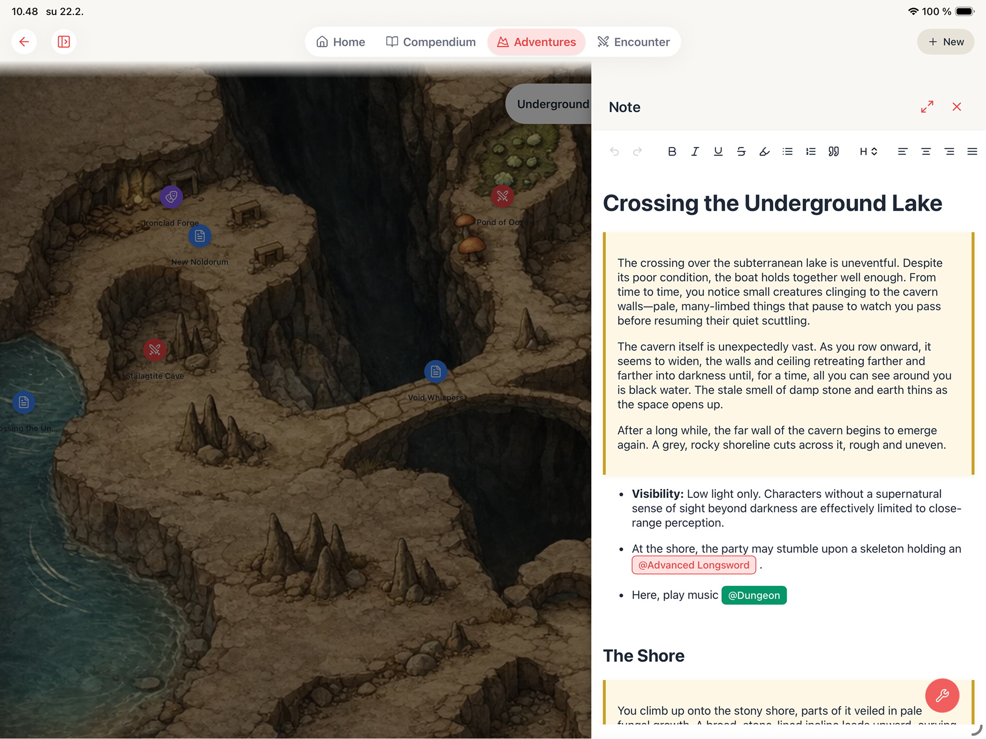 Questweaver adventure map and notes